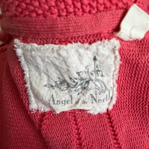 Anthropologie Angel of the North Coral Pink Boho Cotton Open Cardigan Size L - Picture 3 of 9